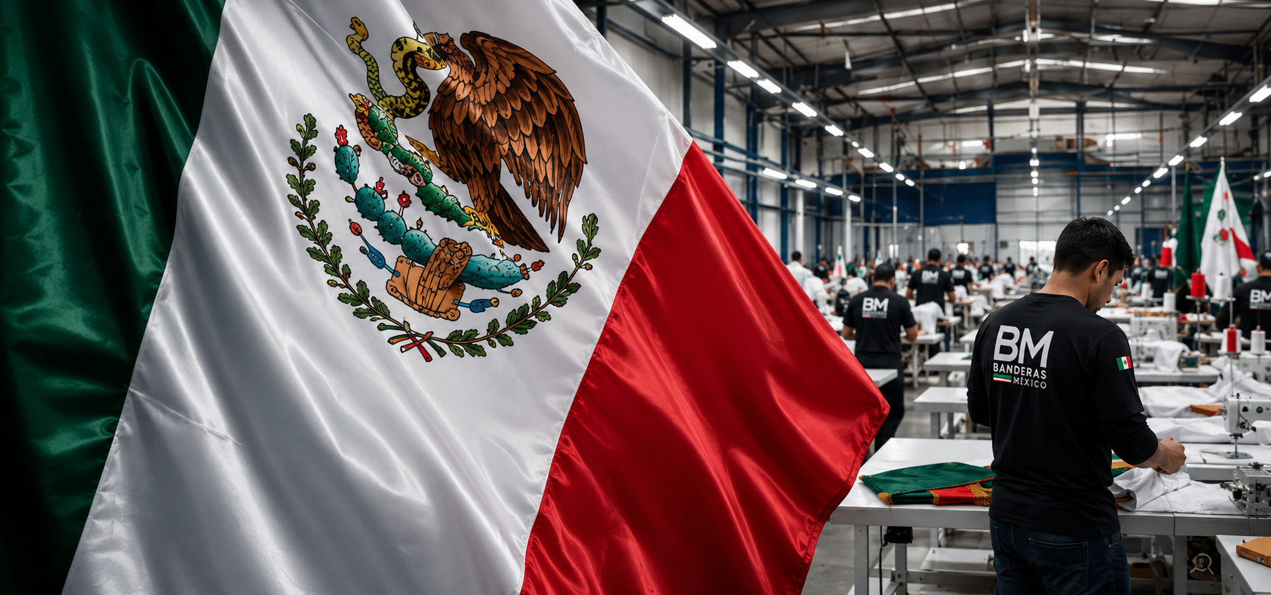 Fábrica de banderas en México